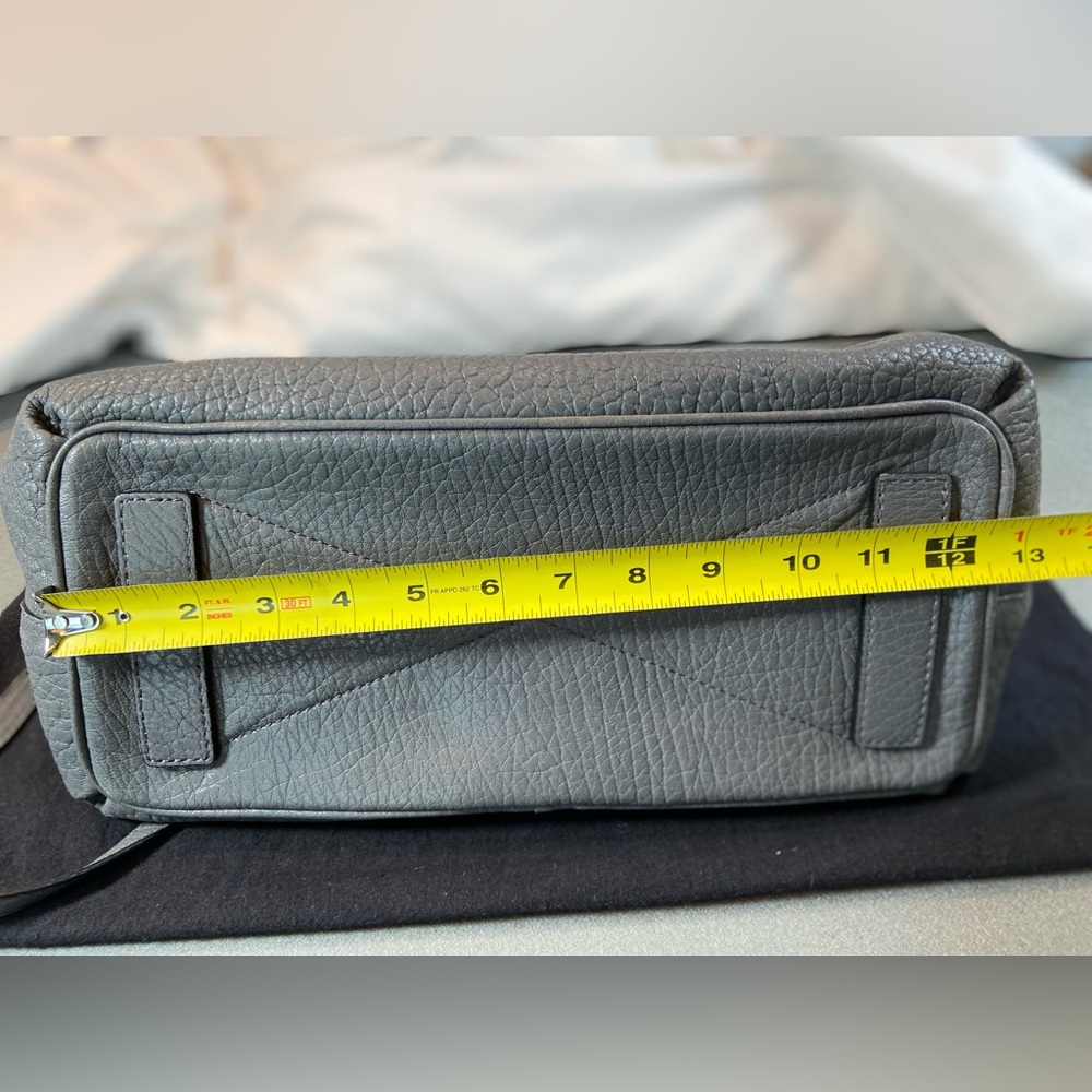 Milly Wythe Grey Leather Crossbody Satchel Purse Silver Tone Hardware - Picture 7 of 15
